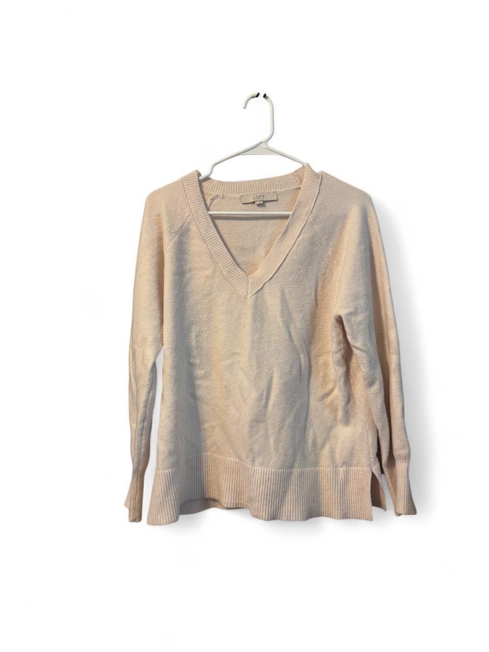 LOFT Cream V-Neck Lightweight Sweater